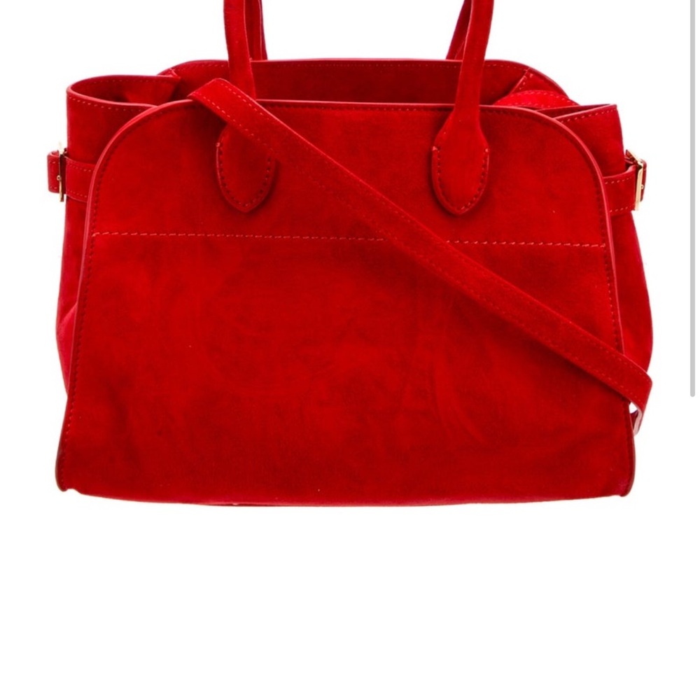 The Row Soft Margaux 10 Suede Leather Bag In Ruby AUTHENTIC EUC
